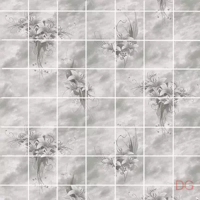 Листовая панель ХДФ Акватон влагостойкая Букет Цветов Серый 1220х2440х3,0 мм